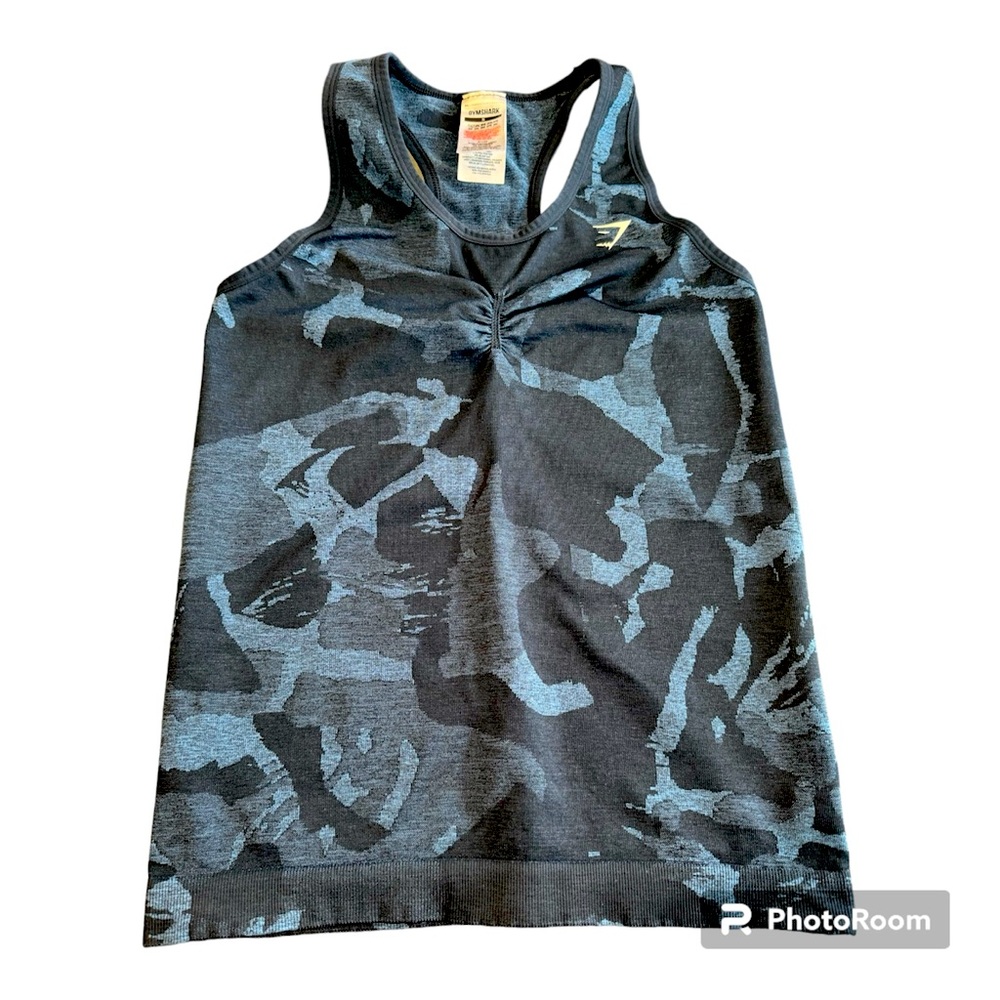 Gymshark Blue Camo Top Size Small